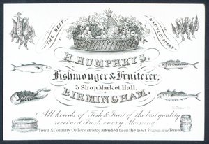 H Humphrys, poissonnier et fruitier, carte de visite - English School