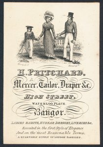 Carte de visite de H Pritchard, mercier, tailleur et drapier - English School