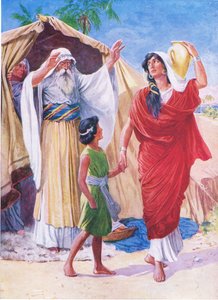 Agar et Ismaël, tiré de The Bible Picture Book publié par Thomas Nelson, vers 1950 - English School