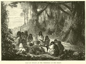 Halte des Indiens au seuil de la forêt