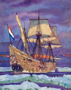 Halve Maen, ou Half Moon, Henry Hudson - English School