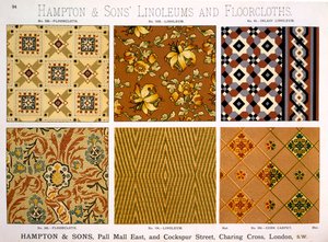 Hampton & Sons Designs pour linoléums et toiles cirées, fin du XIXe siècle