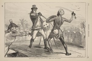 Combat corps à corps entre M. Shore et le Goojur, illustration de Cassells Illustrated History of England - English School