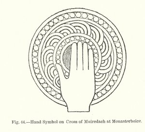 Symbole de la main sur la croix de Muiredach à Monasterboice (gravure) - English School