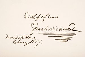 Écriture et signature de Charles Dickens, 1857 - English School