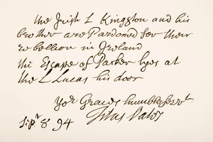 Écriture et signature de Titus Oates, 1694 - English School