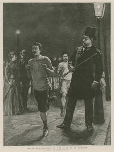 Lièvre et chiens dans les rues de Londres - English School