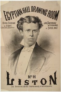 Harry Liston, le ventriloque et artiste, qui est apparu au Egyptian Hall en 1878