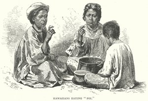 Hawaïens mangeant du "Poi" (gravure)