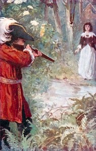 "Il a appuyé sur la gâchette" (lithographie couleur) - English School
