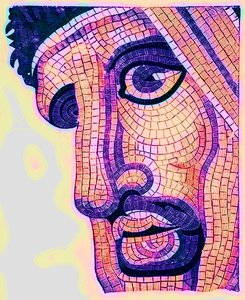 Tête en mosaïque, de La Bataille d