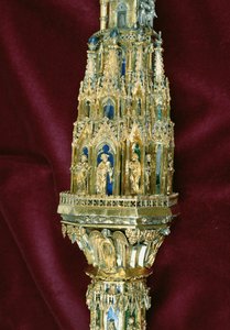 Tête de la crosse de Guillaume de Wykeham (c.1320-1404) : côté Pierre (détail) - English School