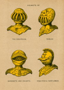 Casques du Souverain, Nobles, Baronnets et Chevaliers, Écuyers et Gentilshommes - English School