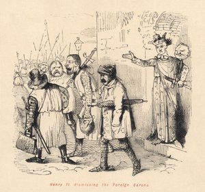 Henri II (1133-89) renvoyant les barons étrangers - English School