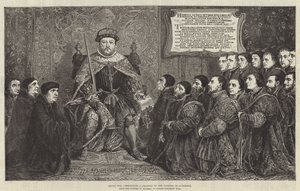 Henri VIII présentant une charte au Collège des chirurgiens