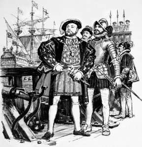 Henri VIII qui a construit la marine anglaise de sept à quatre-vingt-cinq navires - English School