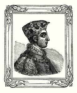 Henri V est né en 1388, couronné en 1413, et mort en 1422 (gravure) - English School