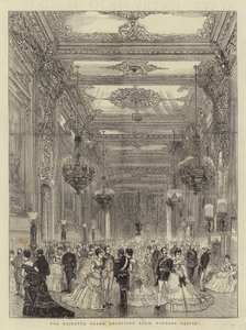 La grande salle de réception de Sa Majesté, château de Windsor (gravure) - English School