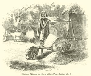 Hindous vannant le blé avec un éventail, Isaïe, xli, 6 - English School