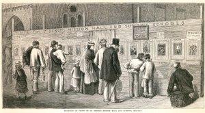 Palissade devant la salle de mission et les écoles de St Benets, Stepney - English School