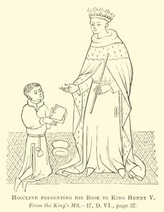 Hoccleve présentant son livre au roi Henri V - English School