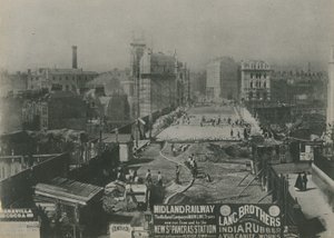 Viaduc de Holborn en construction en 1869 - English School