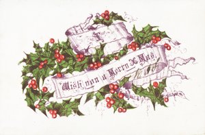 Houx et baies, carte de Noël