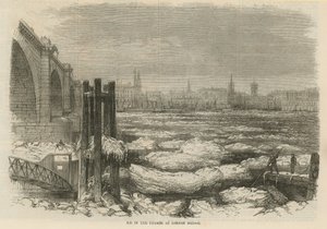 Glace sur la Tamise au London Bridge