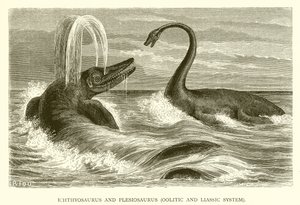 Ichthyosaure et Plésiosaure, Système Oolitique et Liasique - English School