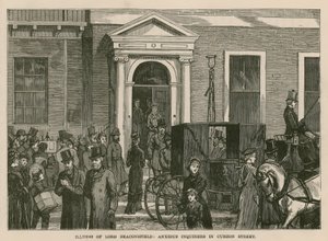 Maladie de Lord Beaconsfield : des enquêteurs anxieux dans Curzon Street, Londres
