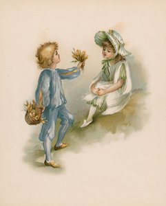 Illustration pour Le Langage des Fleurs (chromolithographie) - English School