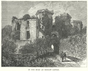 Dans les douves du château de Raglan (gravure) - English School