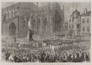 Inauguration de la Statue Commémorative de M. Herbert Ingram, MP, sur la Place du Marché, Boston (gravure) - English School