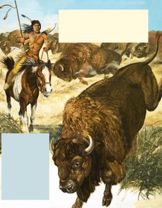 Indien chassant un bison - English School