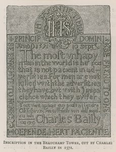 Inscription dans la Tour de Beauchamp - English School