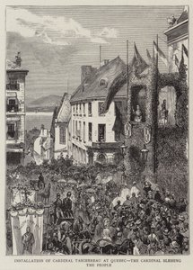 Installation du cardinal Taschereau à Québec, le cardinal bénissant le peuple - English School
