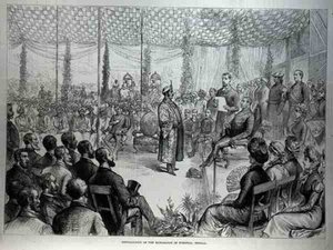 Installation du Maharajah de Burdwan, Bengale, de The Illustrated London News, 21 janvier 1882 - English School