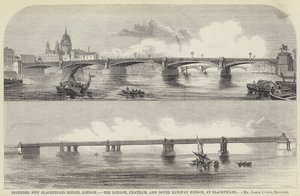 Nouveau Pont de Blackfriars Prévu, Londres, le Pont du Chemin de Fer de Londres, Chatham et Douvres, à Blackfriars - English School