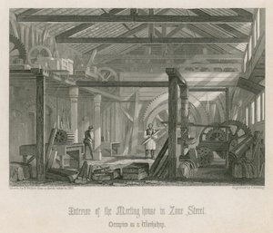 Intérieur de la maison de réunion de John Bunyan à Zoar Street, Gravel Lane, Southwark - English School