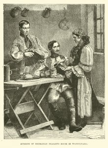 Intérieur de maison de paysans roumains en Transylvanie - English School