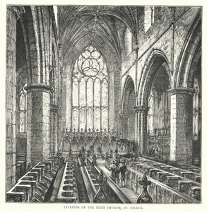 Intérieur de la Haute Église, St Giles (gravure) - English School