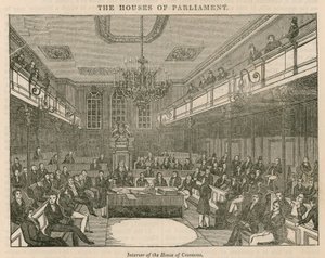 Intérieur de la Chambre des communes, Westminster, Londres - English School