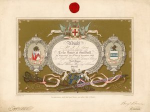 Invitation à un banquet au Guildhall, Londres, le 9 novembre 1853 - English School