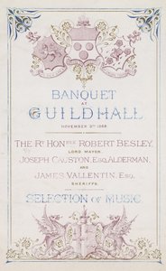Invitation à un banquet au Guildhall, Londres, le 9 novembre 1869 - English School