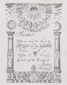 Invitation à assister à une réunion de la loge maçonnique à Wigan - English School