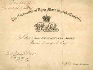 Invitation au couronnement du roi Guillaume IV et de la reine Adélaïde