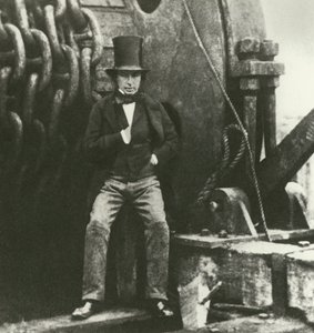 Isambard Kingdom Brunel, ingénieur, pendant la construction du Great Eastern (gravure) - English School
