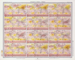 Isobares et vents, Monde (lithographie en couleur)