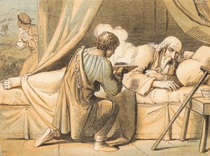 Jacob trompant son père Isaac (gravure en couleur)
