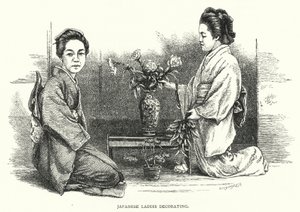 Dames japonaises décorant (gravure) - English School